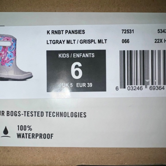 NEW Pansies gray waterproof rain boots - Picture 3 of 5